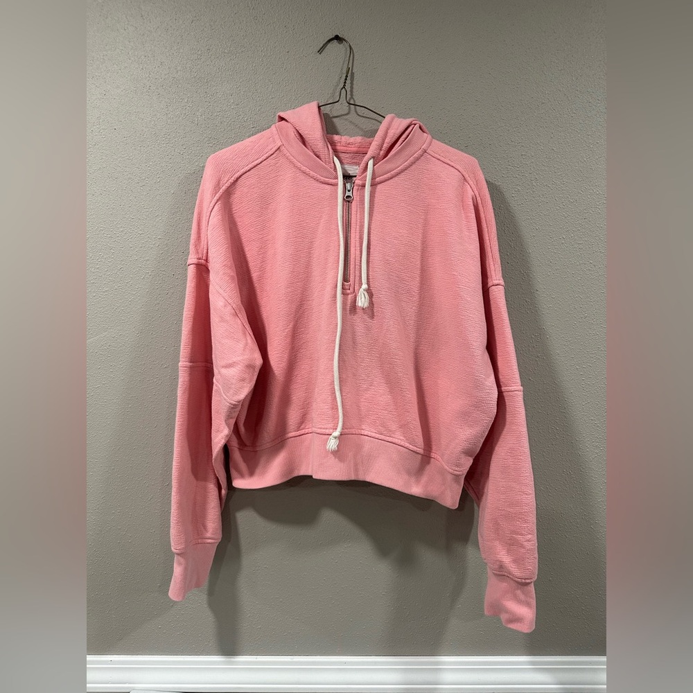 Aerie Pink Quarter Zip Hooded Sweatshirt - Picture 3 of 6